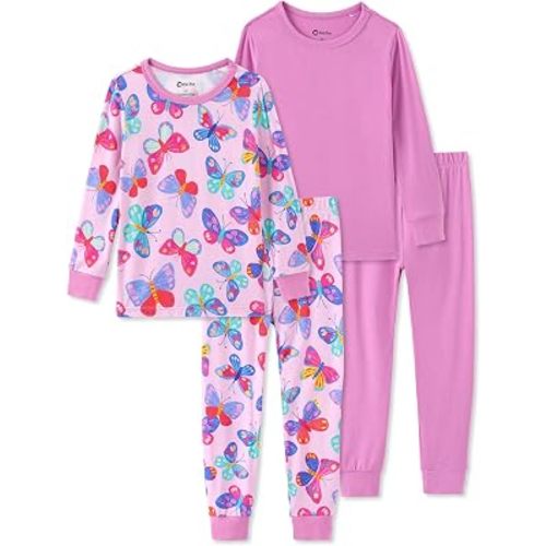 PATPAT Bamboo Viscose Toddler Pajama Sets, 4-piece PJs for Baby Girls Boys