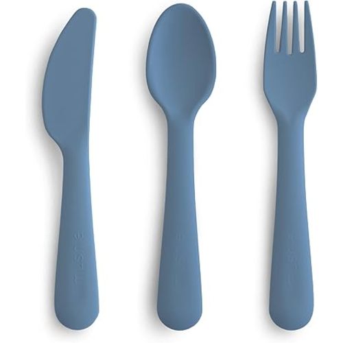 mushie Dinnerware Cutlery Set of 3 For Kids | Made in Denmark (Sage)
