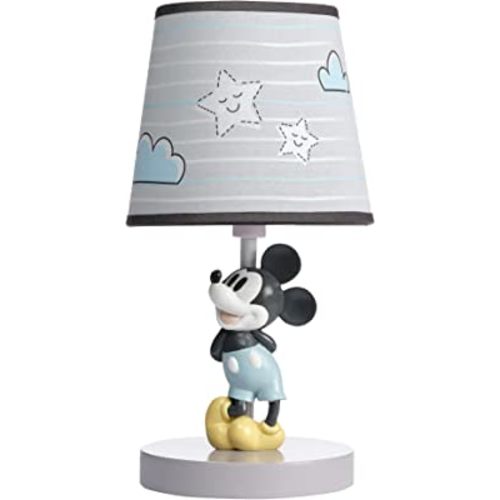 Lambs & Ivy Disney Baby Moonlight Mickey Mouse Lamp with Shade & Bulb - Gray