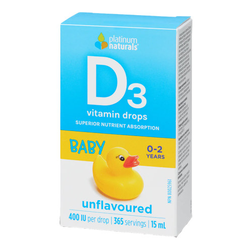 Platinum Naturals Baby Vitamin D3 Drops 400 IU Unflavoured 15mL