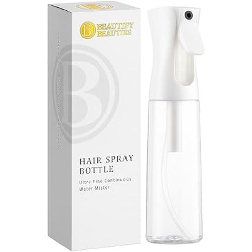 BeautifyBeauties Spray Bottle For Hair – Continuous Mister Spray Bottle for Hairstyling, Cleaning, Plants, Pets, Barbers, Salons, Essential Oil Scents (10.1 Ounce)