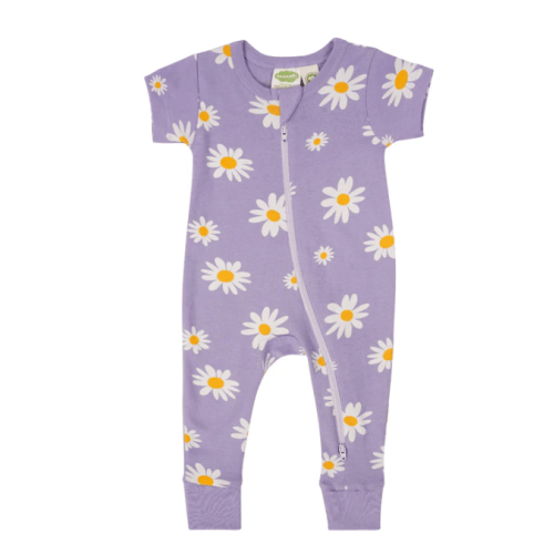 Organic Signature Print '2-Way' Zip Romper - Short Sleeve