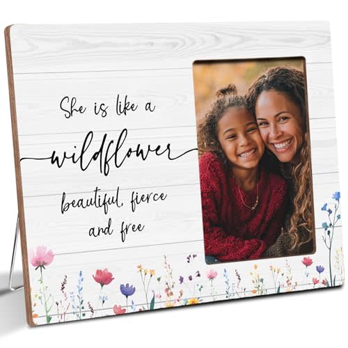 Luodnnla Daughter Gifts for Baby Girls, She Is Like A Wildflower, Daughter Wooden Picture Frame Gifts, Nursery Room Decor, Fits 4x6 Photo Frame