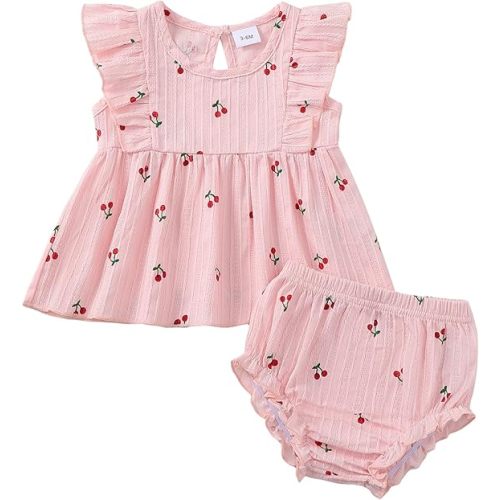 Mioglrie Baby Girl Clothes Toddler Girl Clothes Ruffle Tops Short Sets Summer Outfits 3 6 12 18 24 Months Baby Girls