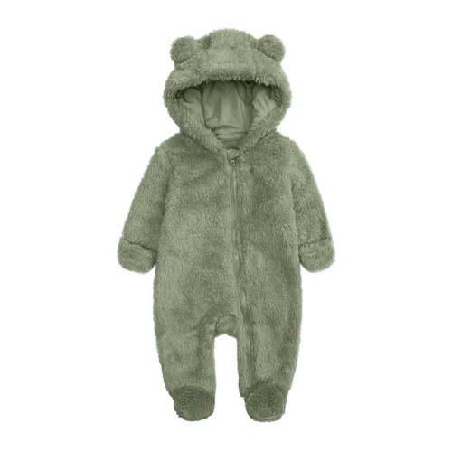 ZyeKqe Winter Baby Clothes Warm Fleece Thick Onesie Ear Hooded Jumpsuits Newborn Boys Girls Romper Kids Coats Jackets(6-9 Months,Green1)