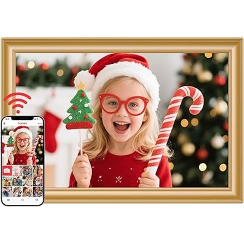 Frameo 10.1" WiFi Digital Picture Frame with 32GB Memory, 1280 x 800 IPS HD Touch Screen Electronic Photo Frame, Auto-Rotate, Slideshow, Wall Mountable, Share Photos/Video Remotely Anywhere