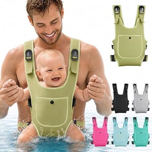 Neoprene Water Baby Carrier Newborn to Toddler, Ergonomic Waterproof Infant Chest Holder with Adjustable Straps, Breathable & Lightweight Baby Wearing Gear for Summer Pool Swimming & Beach