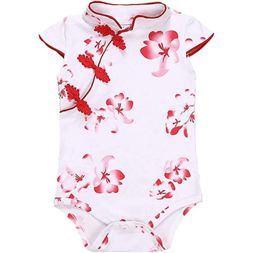 Baby Girls Newborn Infant Cheongsam Chinese New Years Outfit Romper Top Clothes Qipao Bodysuit