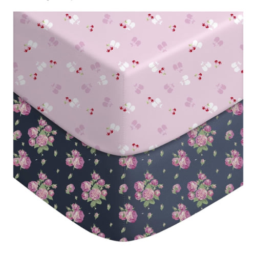 Yoofoss Pack and Play Sheets Fitted, Mini Crib Sheets 2-Pack for Pack N Play Mattress, Stretchy Playard Sheet, Soft and Breathable (Pink+Cherry)
