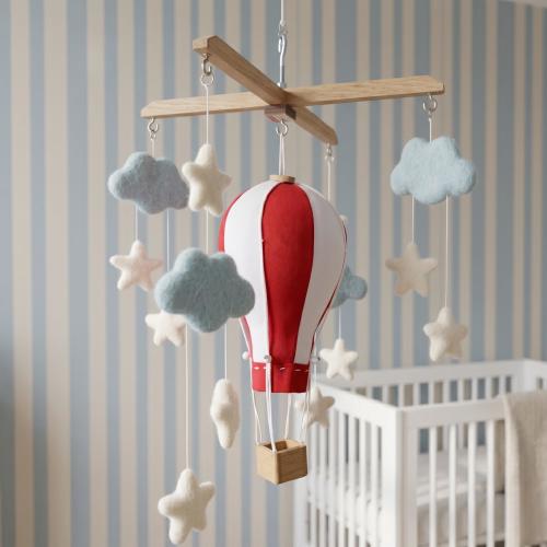 Red Hot Air Balloon Baby Mobile