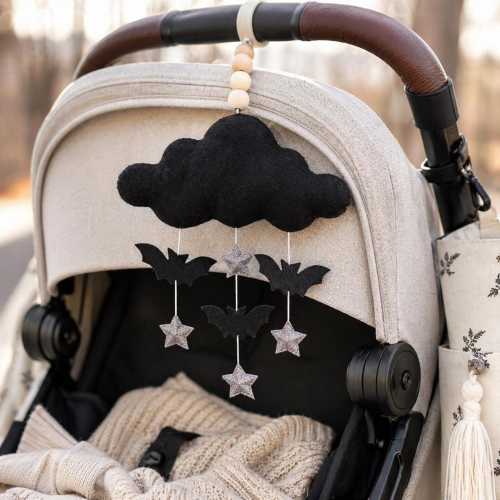 Gothic Stroller Toy for Baby, Black Bat Pram Garland, Alternative Nursery Decor