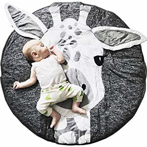 GABWE Round Giraffe Rug Carpet Cotton for Kids Floor Play mats Kids Room Decoration 35.4 inches - Giraffe-grey