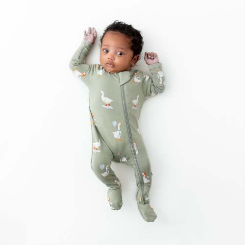 Zippered Footie in Silly Goose