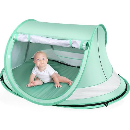 Baby Beach Tent,Large Pop Up Beach Tent Sun Shade for Beach,Portable Baby Travel Tent with Mosquito Net,Indoor Baby Play Tent,UPF 50+ UV Protection Sun Shelters for Infants