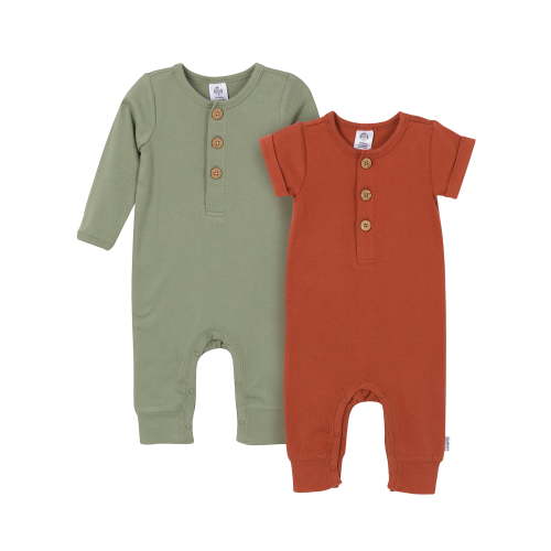 Gerber Baby Neutral Rompers, 2-Pack, Sizes Newborn - 24 Months