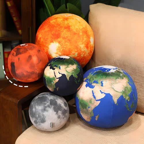 5 Pcs Moon, Earth, The Sun Planet Plush Space Planet Throw Pillow Solar System Plush Balls 3D for Home Decoration