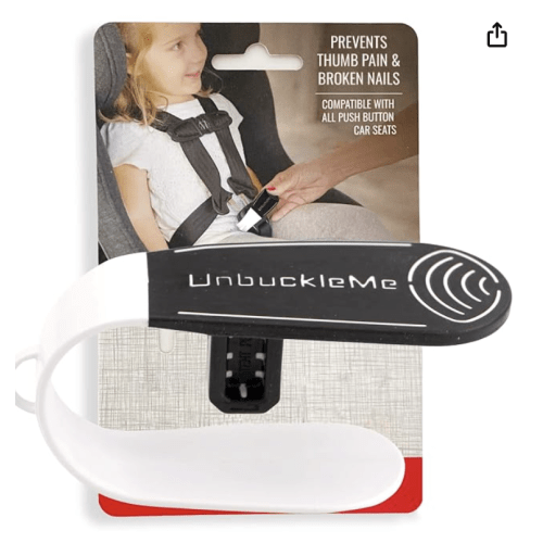 UnbuckleMe Car Seat Buckle Release Tool - Easy Opener Aid for Arthritis, Long Nails, Older Kids - Button Pusher for Infant, Toddler, Convertible 5 pt Harness car Seats - As Seen on Shark Tank (Black)