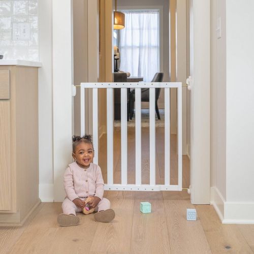 Toddleroo by North States Luxecraft Hardware Mount Wood Swinging Baby Gate 25.25"-39.25" - White