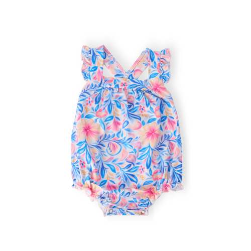 Watercolor Floral Ruffle Cross Back Romper