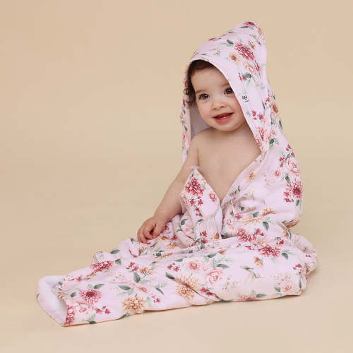 Snuggle Hunny Birds & Blooms Organic Hooded Baby Towel - Birds & Blooms Organic Hooded Baby Towel