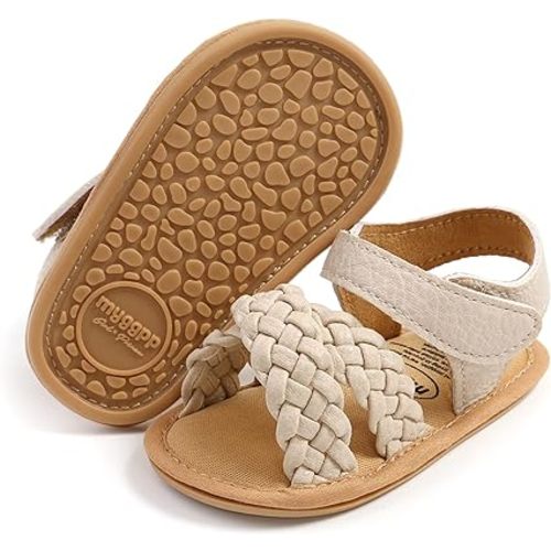 SOFMUO Baby Girls Boys Sparkly Bowknot Sandals Premium Soft Anti-Slip Rubber Sole Infant Summer Outdoor Shoes Toddler First Walkers