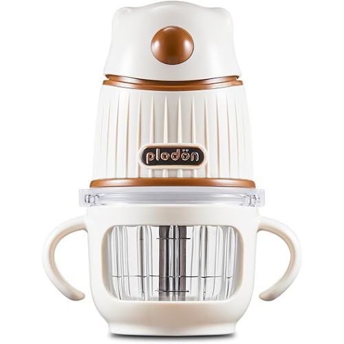 Baby blender food maker, PLODON 15-in-1 baby food processor set, suitable for fruits, vegetables, and meat, compatible with stage-based recipes, separator, silicone spoon, scraper, (WHITE）