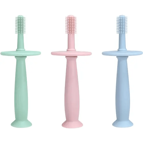 PandaEar 3 Pack Silicone Baby Toothbrush Teethers - Teething Toys Training Oral Care for Infants 0-12 Months+