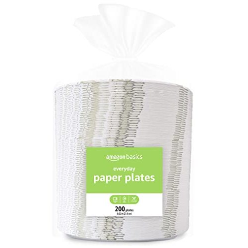 Amazon Basics Everyday Paper Plates, 8.62 Inch, Disposable, 200 Count