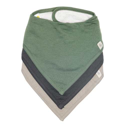 Perlimpinpin Bamboo Bibs 3 Pack - Hunter, Charcoal and Taupe