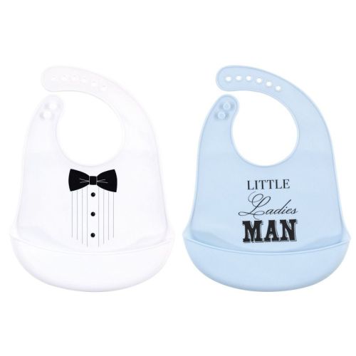 Little Treasure Baby Boy Silicone Bibs 2pk, Tux, One Size