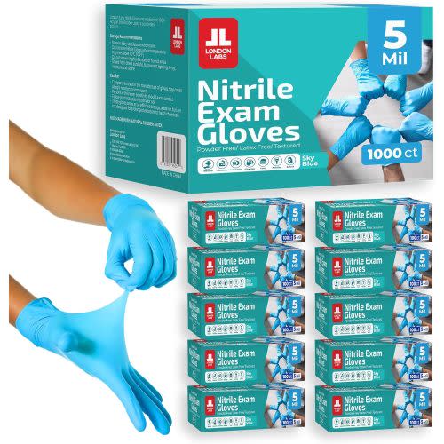 Sky Blue 5 Mil Nitrile Exam Gloves Disposable Latex Free | Medical Rubber Gloves for Doctors, EMT, First Aid Kit, Food Service & Cleaning | Bulk Case of (1000 CT)
