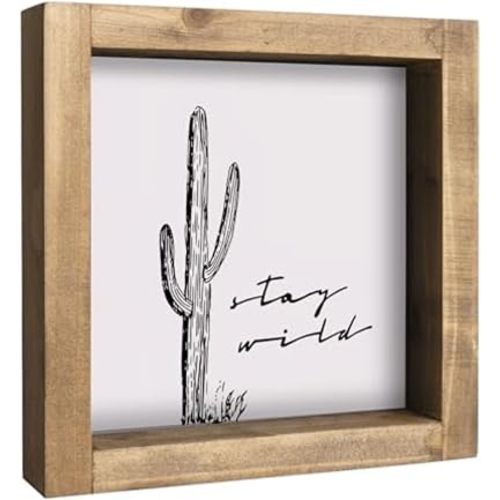 Western Wall Shelf Decor for Bathroom Office, Desert Cactus Sign