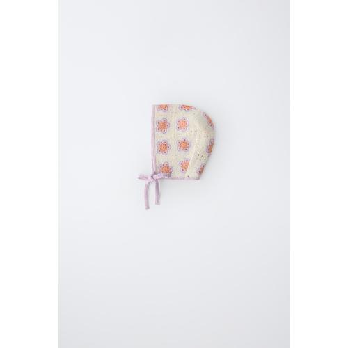 CROCHET FLOWER KNIT BONNET - Ecru | ZARA United States