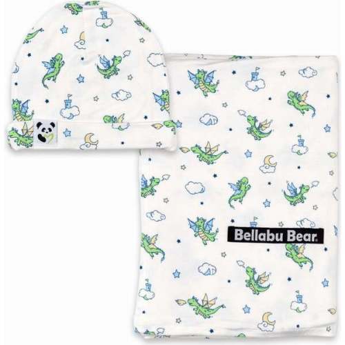 Dragon Bamboo Swaddle & Beanie Set, White - Bellabu Bear | Maisonette