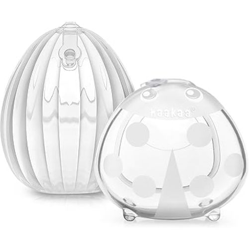 haakaa Milk Collector Set, Shell Pump & Milk Collector Combo - Hands-Free Wearable Breast Pump, Passive Breastmilk Catcher, Silicone Nipple Shields for Breastfeeding Mom，75ml /2.5oz