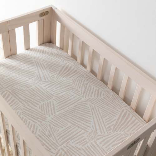 Mini Crib Sheet in GOTS Certified Organic Muslin Cotton - Terracotta Rainbow, Burnt Sienna.
