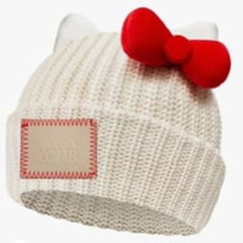 Love Your Melon x Hello Kitty Kids White Speckled
Cuffed Beanie with Ears & Bow