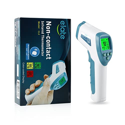 Elate Forehead Thermometer | Baby Thermometer for Adults, Kids, Infants | No-Touch Digital Infrared with Fever Alarm | Home Medical Grade for Nurse Accessories | Newborn Essentials