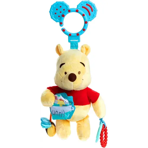 KIDS PREFERRED Disney Baby Winnie The Pooh Multi Sensory Activity Toy with Teethers, Crinkle Textures, and Clip for On The Go Fun for Infant and Baby Boys and Girls