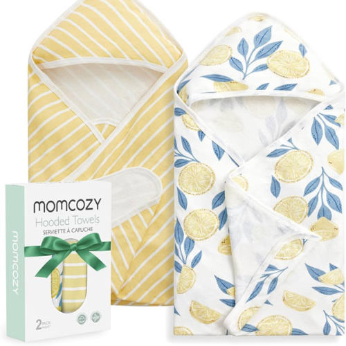 Momcozy Baby Towel with Hooded - Ultra Soft & Absorbent Large Bath Towel Set for Comfort & Gentle on Baby's Skin - Med Thick& Durable -Shower Gift & Bath Essential for Newborn, Infant, Toddler