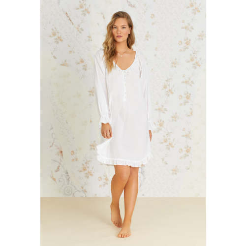 Cotton Lawn Long Sleeve Poet Nightshirt