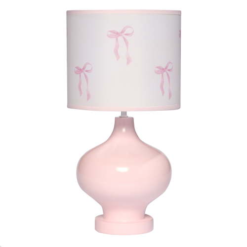 Lambs & Ivy Coquette Floral Aesthetic Pink Bows Lamp with Shade
