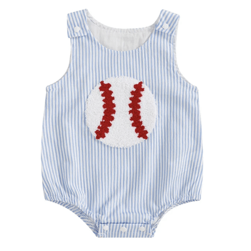 BASEBALL Striped Onesie - Hazel & Bo