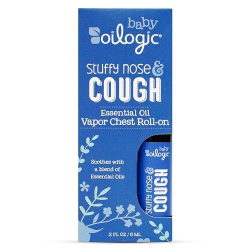 Oilogic Stuffy Nose & Cough Vapor Chest Roll-On Essential Oil for Babies & Toddlers - Gentle Baby Essentials - Pediatrician-Tested & Safe for Babies, 2 Fl Oz
