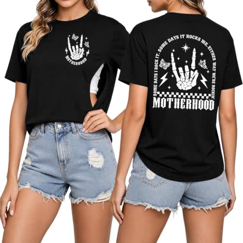 Eatbook Breastfeeding Shirts for Women Zip Nursing Maternity Mama Top