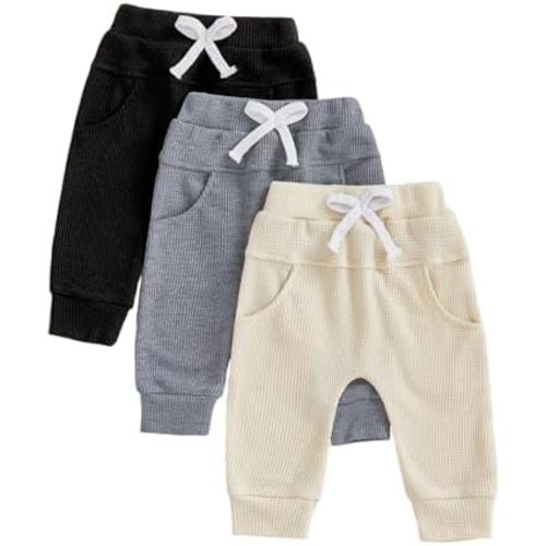allshope Toddler Baby Boy Fall Pants Active Jogger Casual Athletic Trousers Solid Color Pocket Elastic Waist Harem Bottoms