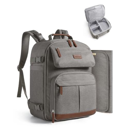 mommore Diaper Bag Backpack Multi-Pocket Travel Baby Bag with Changing Pad | Suitcase-style, Insulated Pockets, Easy-access, Stroller-friendly, for Mom Dad, Travel Essentials, Newborn Baby Shower Gifts