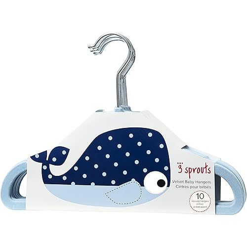 3 Sprouts Velvet 10 Piece Non-Slip Baby Hangers, Blue