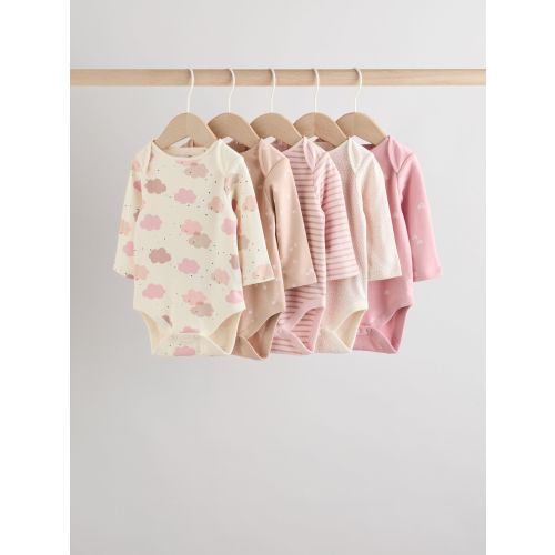 Pink Baby Long Sleeve Bodysuits 5 Pack
