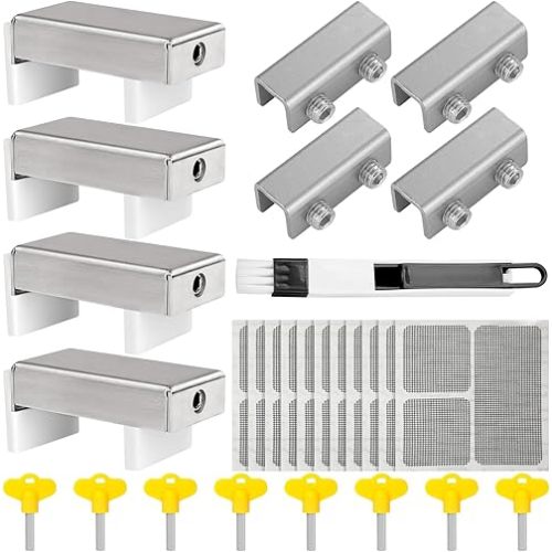8 Pcs Sliding Window Locks,Adjustable Width Window Lock with Keys,Easy Installation,Window Locks Child Proof Window Stopper for Vertical and Horizontal Sliding Windows